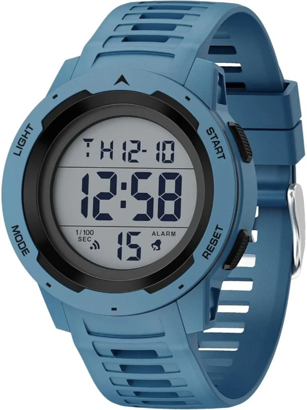 Men's All Blue Analog Quartz Rubber Strap Military Waterproof LED Digital Watch